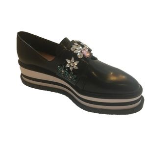 New! Zara Embellished Platform Oxford Shoes